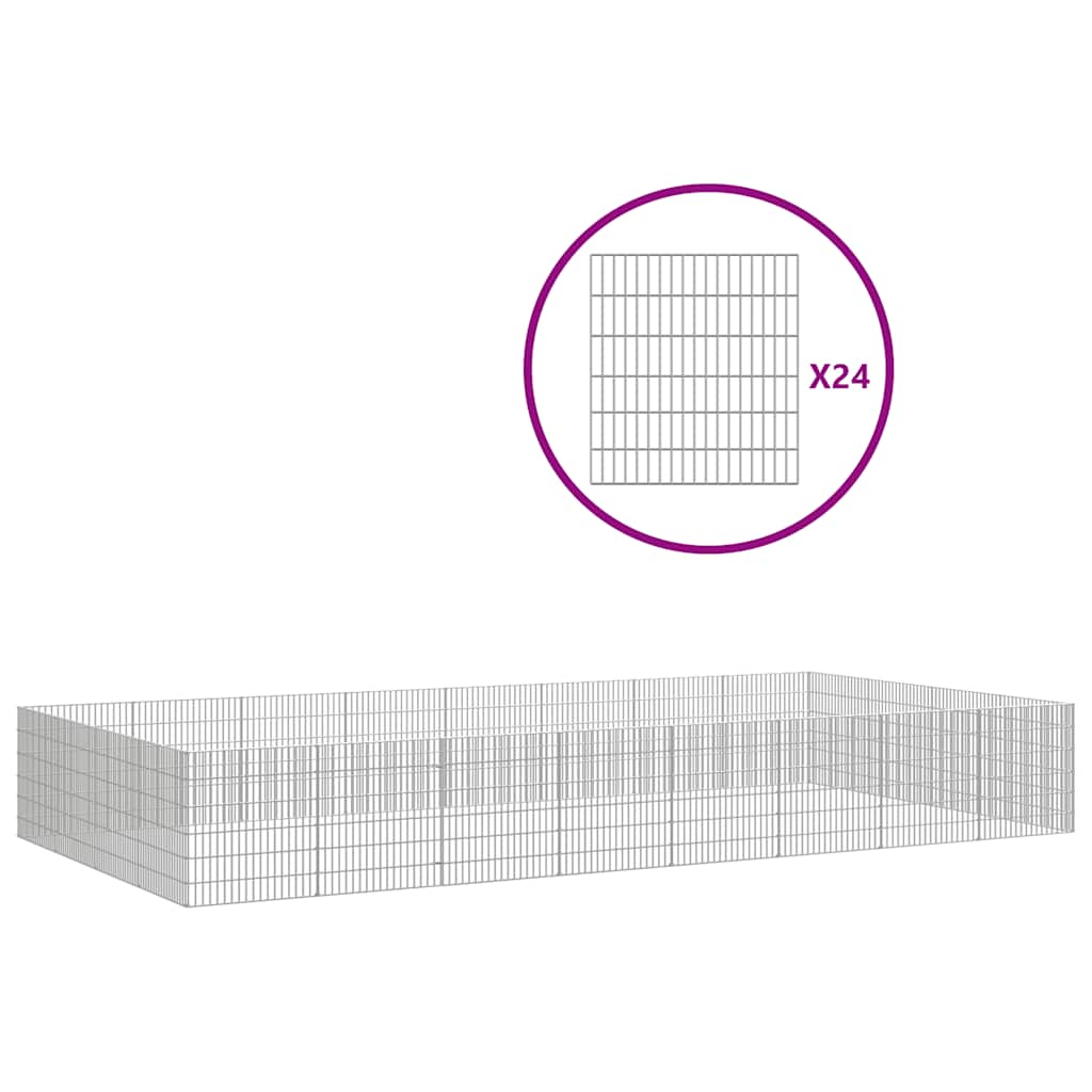 NNEVL Free Range Animal Enclosure 24-Panel 54x60 cm Galvanised Iron-1