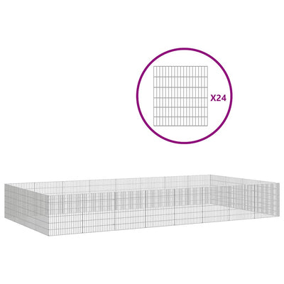 NNEVL Free Range Animal Enclosure 24-Panel 54x60 cm Galvanised Iron-1