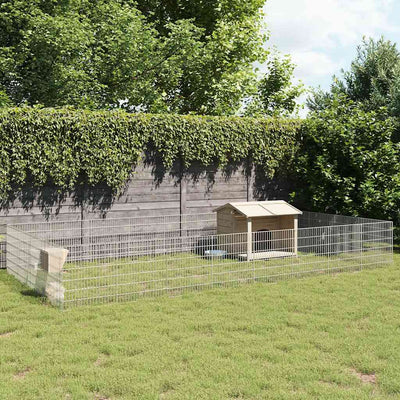NNEVL Free Range Animal Enclosure 24-Panel 54x60 cm Galvanised Iron-0