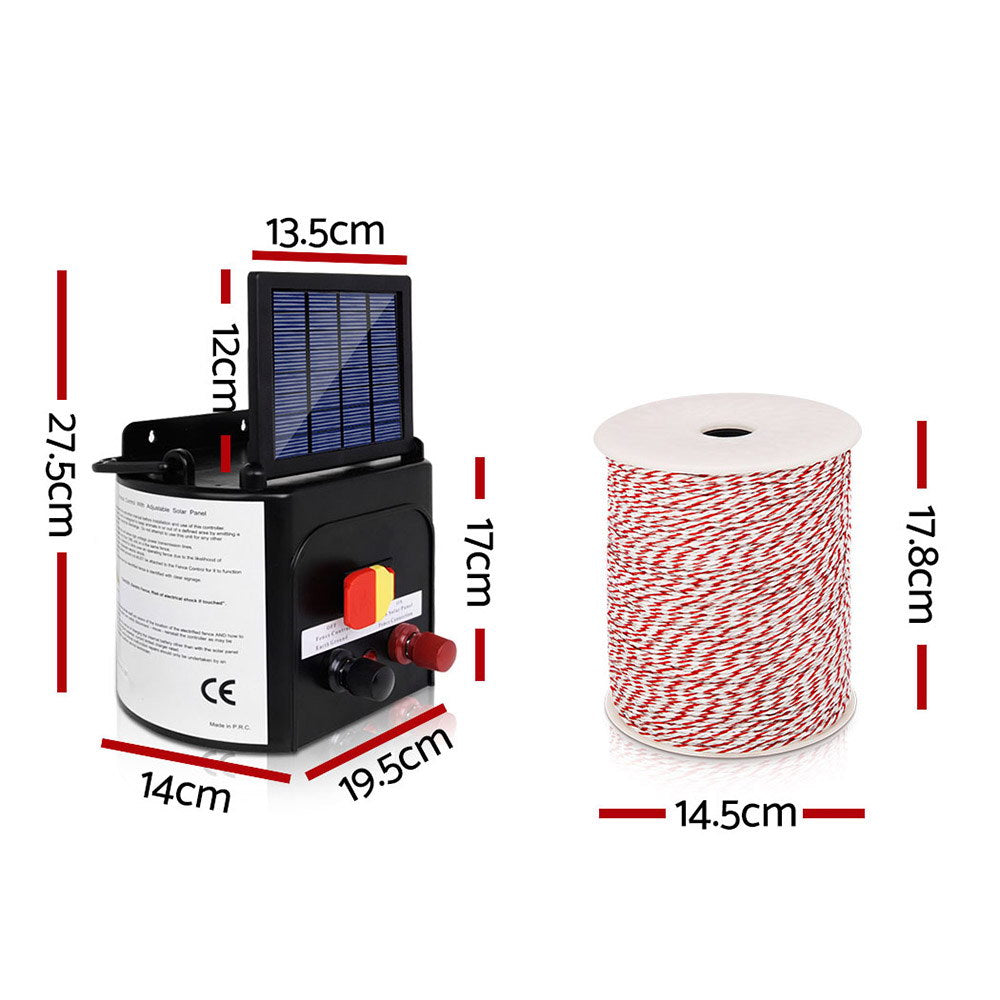 NNEDSZ 5km Solar Electric Fence Energiser Charger with 500M Tape and 25pcs Insulators-1