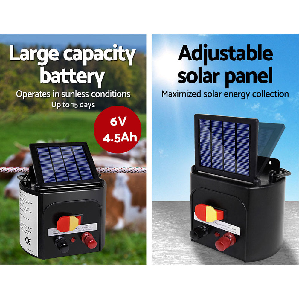 NNEDSZ 5km Solar Electric Fence Energiser Charger with 500M Tape and 25pcs Insulators-3