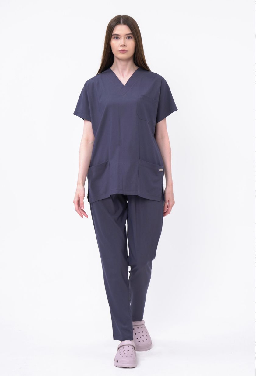 Professional V-Neck Scrub Set – Charcoal Grey